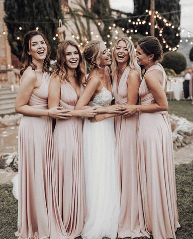 Chiffon A-line V-neck Long Bridesmaid Dresses, Wedding Party Dress