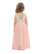 Vestido blanco de tul y encaje de corte A hasta el tobillo (2003227597) 