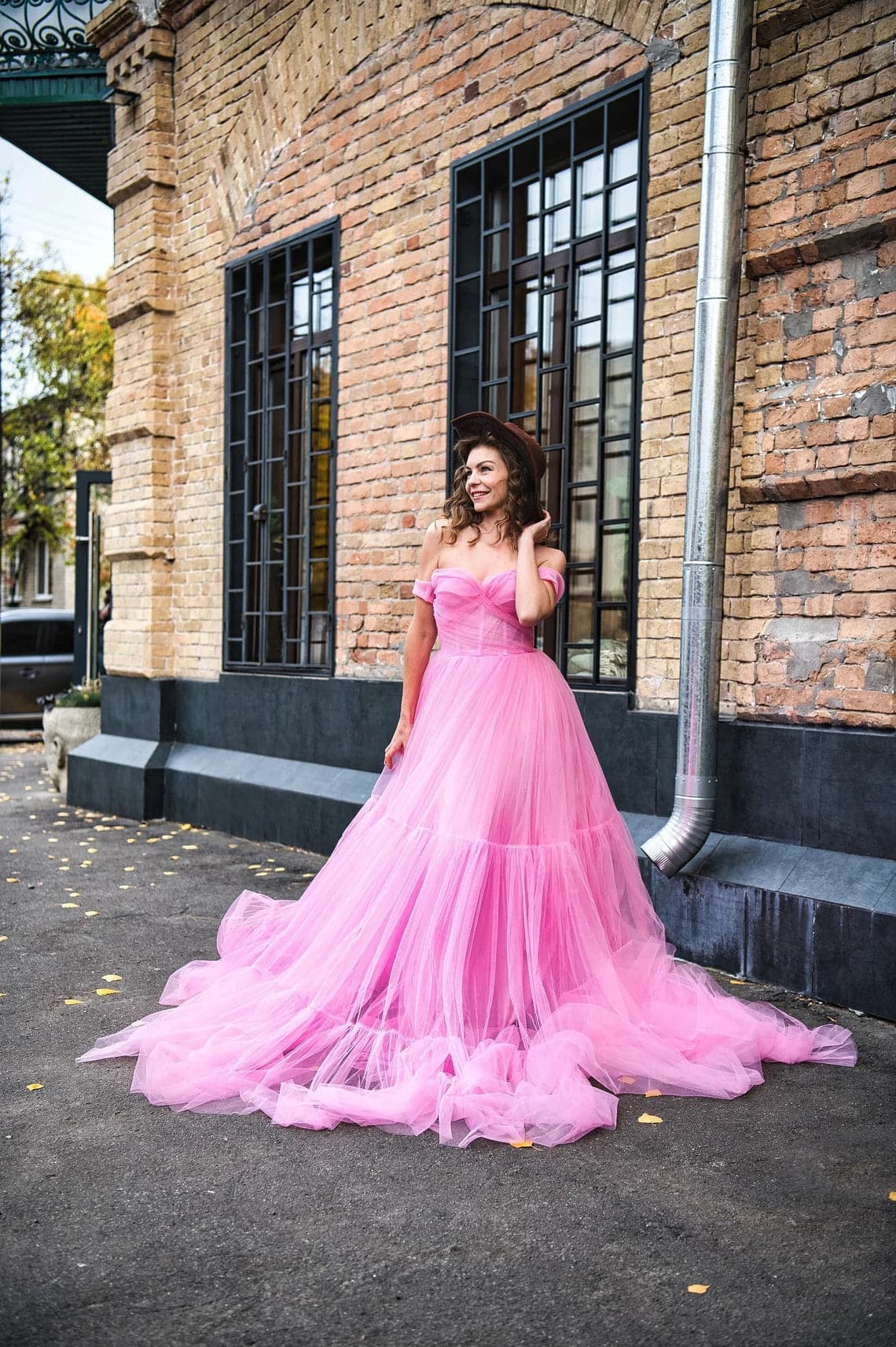 Vestido de tul rosa y vestido de cumpleaños rosa 2025 SY035