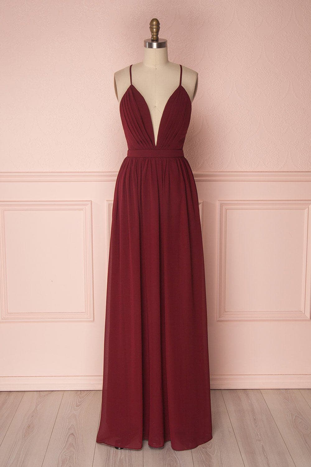 Vestido de dama de honor verde oscuro de corte A VMB31