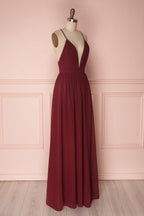 Vestido de dama de honor verde oscuro de corte A VMB31