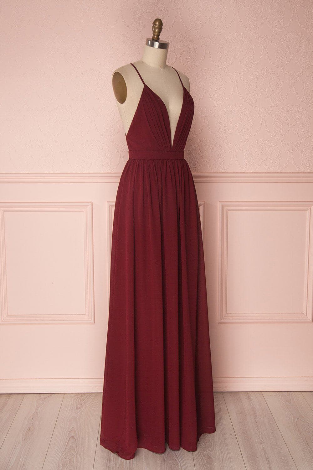 Vestido de dama de honor verde oscuro de corte A VMB31
