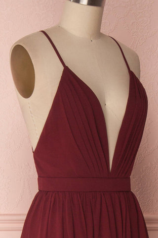 Vestido de dama de honor verde oscuro de corte A VMB31