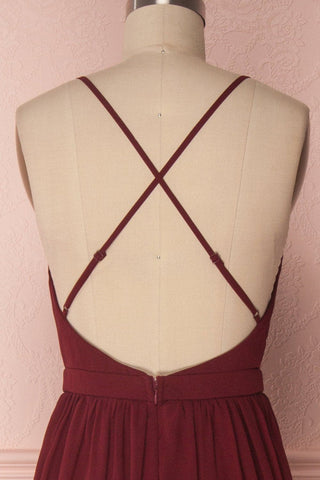 Vestido de dama de honor verde oscuro de corte A VMB31