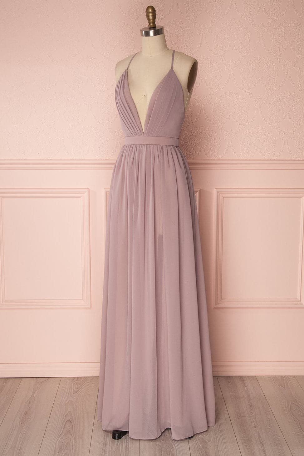 Vestido de dama de honor verde oscuro de corte A VMB31