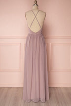 Vestido de dama de honor verde oscuro de corte A VMB31