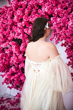 Vestido de novia champán para embarazadas