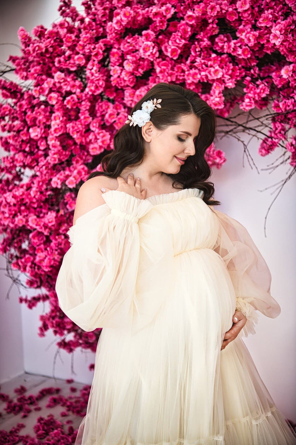 Vestido de novia champán para embarazadas