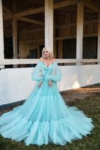 Sesión de fotos de vestido de tul Vestido de maternidad transparente