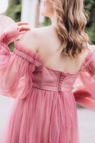 Vestido rosa de embarazo, largo hasta el suelo, para baby shower