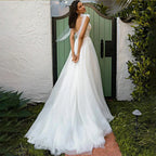 Vestidos de novia de sirena con espalda descubierta, escote cuadrado, hombros descubiertos, sin mangas, estilo boho, con cola, preciosos y sexys, colección 2023 