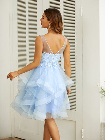 Vestidos hasta la rodilla con escote en V y apliques SYH58 