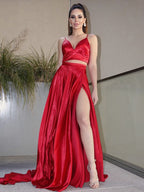Brush Train Two Piece Prom Dresses SYP129