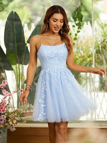 Knee Length Homecoming Dresses with Pockets Mini Dresses SYH49