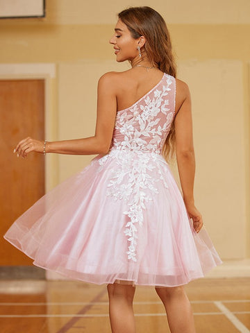 Tulle Homecoming Dresses One Shoulder Short Prom Dress SYH48