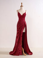 Beatrice |Sheath Black Long Appliques Prom Dress