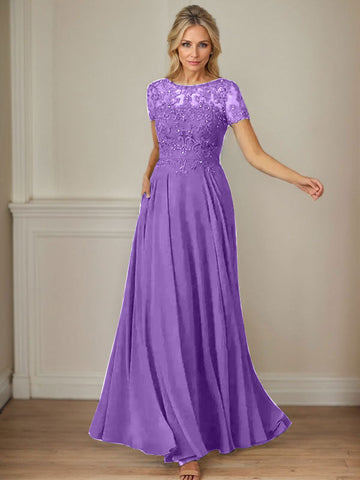 Dark Navy A-Line Boatneck Sequins Chiffon Dress