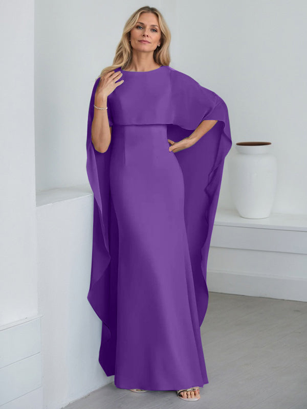 Vestido de gasa de corte recto, largo hasta el suelo, para la madre de la novia, con volantes en cascada. 