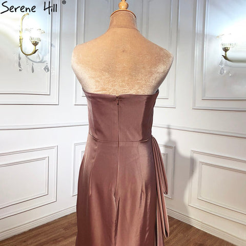 Purple Off Shoulder Sexy Evening Dresses 2025 Sleeveless Simple Mermaid Satin Formal Dress LA70394