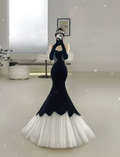 Impresionante vestido de noche negro de sirena para concurso de belleza Y4555