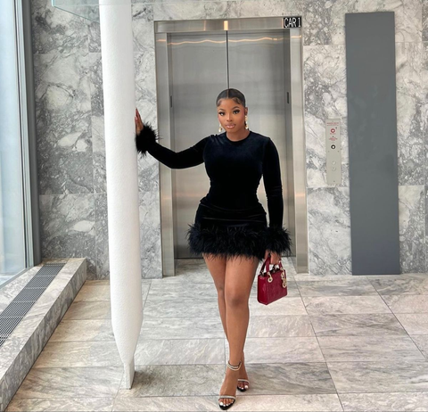 Sexy Black Homecoming Dress with Long Sleeves Black Party Dress Y2515