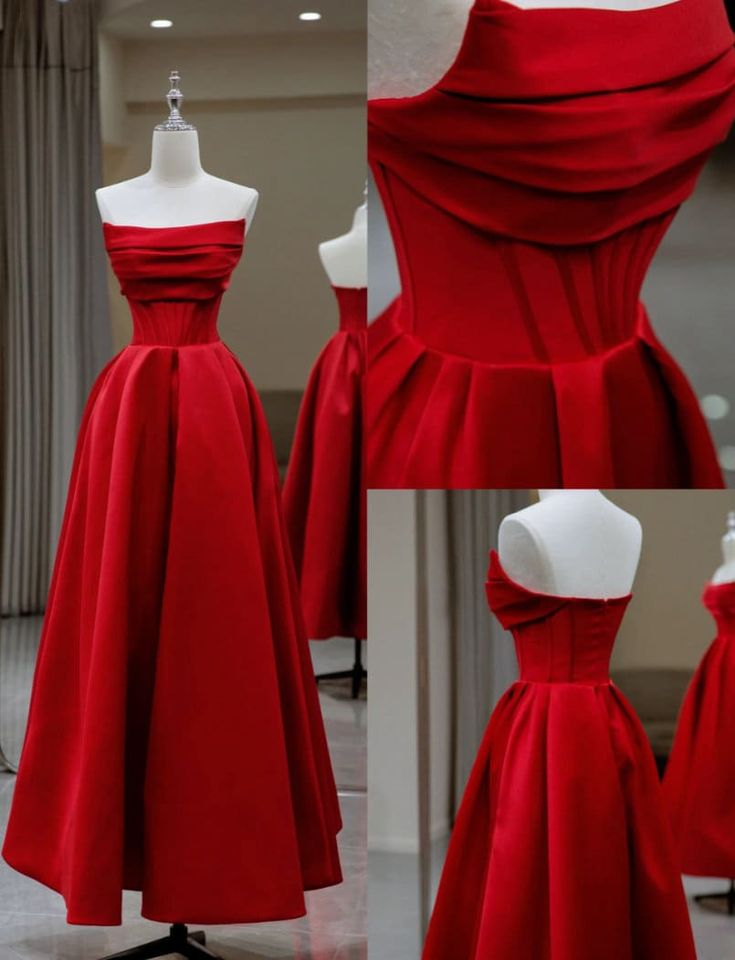 Elegante vestido de noche de satén con cuello plano, espalda descubierta, plisado, largo hasta el suelo, corte en A, modelo Y6331