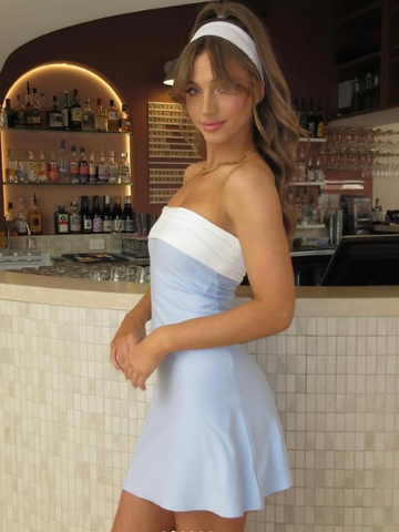 Summer Sleeveless Strapless Mini Tube Dresses For Women Outfit Casual Patchwork Bodycon Beach Holiday Party Dress Homecoming Dress Y7261