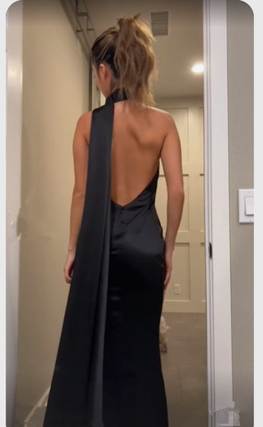 Elegant Black Backless Long Prom Dress Black Evening Dress Y7426