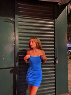 Robe moulante bleu roi sexy Y3019