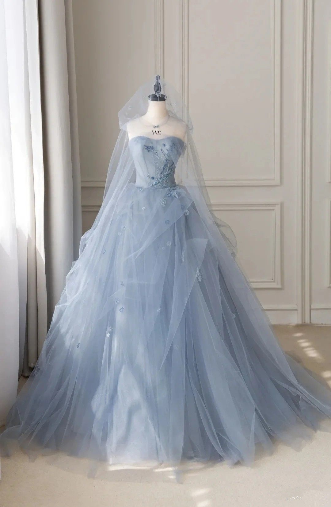 Vestido de baile de tul azul fantasía, vestido azul para quinceañera, vestido de hada Y2398