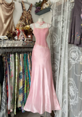 Chic Pink Spaghetti Straps Satin Mermaid Prom Evening Dress Y8104