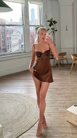 Vestido de fiesta de bienvenida de satén, atuendo elegante y único, vestido corto de bienvenida Y2992