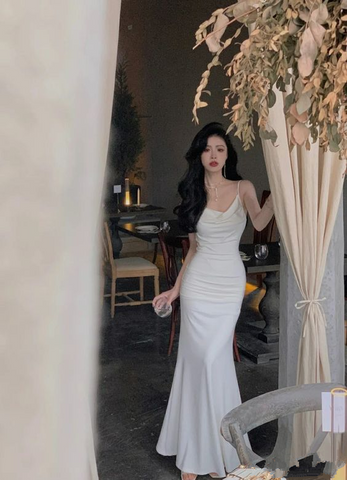 Elegant White Mermaid Prom Dress White Evening Dress Y6871