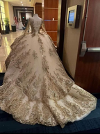 Vestidos de manga larga con brillo de lujo, vestidos de baile románticos con apliques de tul Y443