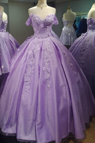 Robe de bal princesse lilas épaules dénudées Y4359