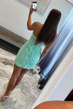 Vestido de fiesta sin tirantes con apliques y cordones Y2490