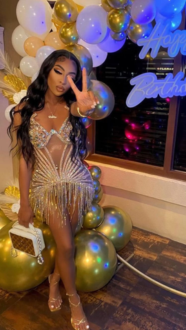 Vestido brillante para fiesta de cumpleaños número 22, vestido sexy para baile de bienvenida con borla Y2329