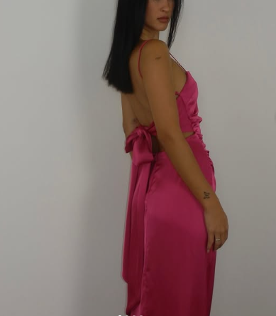 Robe de bal longue fourreau rose fuchsia sexy dos nu Y7894