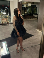 Black Tulle Party Dress Black Short Homecoming Dress Y4518