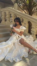 Robe de mariée vintage en satin blanc, robe de mariée blanche Y2373