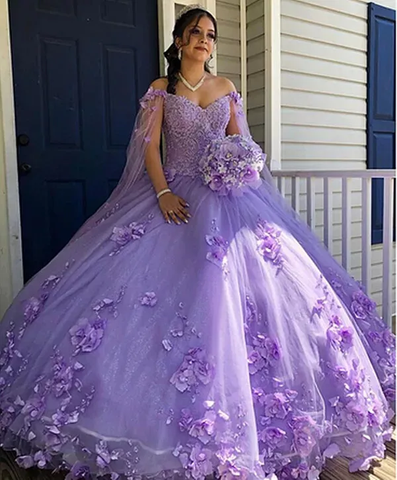 Robe rose pour Sweet 16, robe de bal rose avec fleurs 3D, robe de princesse rose Y2337