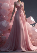 Elegante vestido de fiesta largo de corte A con apliques rosas Y8353