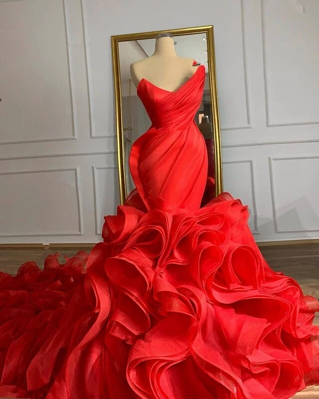 Robe de mariée sirène pour femme, style gothique, corset en organza, volants cascade, traîne, référence Y988