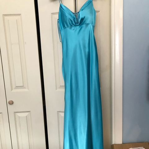 Simple Blue Spaghetti Straps Satin Mermaid Evening Dress Formal Prom Dress Y8404