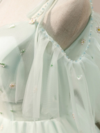 Vestidos cortos de tul con escote corazón sencillo, vestidos verdes abullonados para fiestas de bienvenida Y2409
