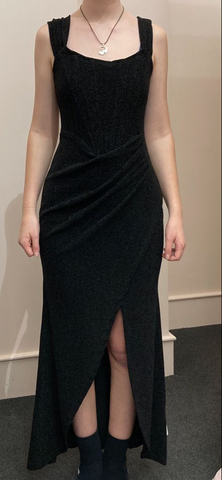 Vestido de fiesta vintage con tirantes negros, vestido de noche negro Y6203