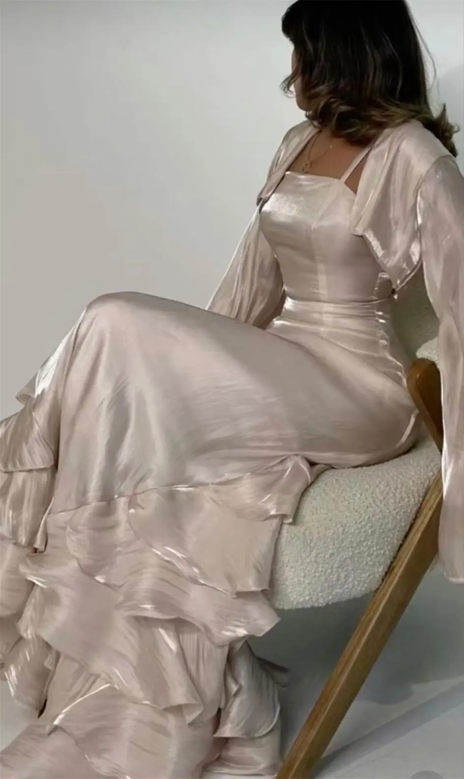 Robe de bal vintage à volants plissés, robe de soirée longue Y4595
