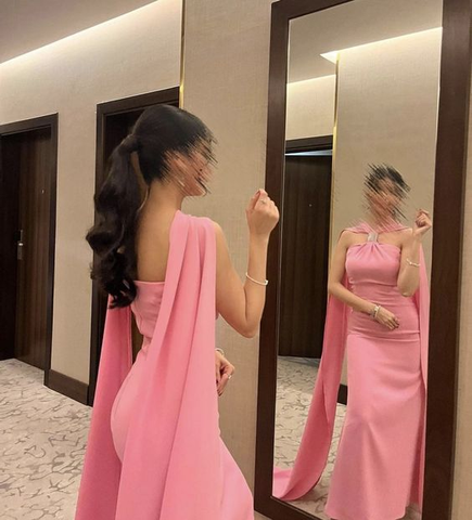 Vestido de noche rosa sin tirantes para mujer, sexy, sin espalda, largo hasta el suelo, para baile de graduación Y6110