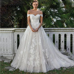 RODDRSYA Elegant A-line Lace Wedding Dresses For Women Appliques Off-Shoulder Bridal Gown Backless Sweep Train Vestidos De Noiva