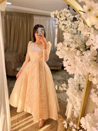 Vestido de noche de lentejuelas corte A para mujer musulmana Y6991